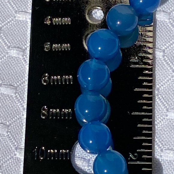 14k Gold Blue Cloisonné & Jadeite Jade Bead Necklace 24" - Picture 8 of 15